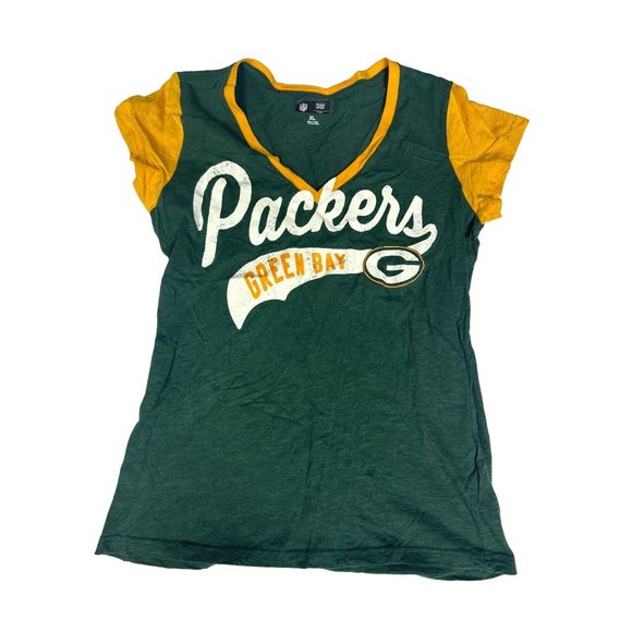 Green Bay Packers womens XL NFL Team Apparel Tshirt V Neck - Picture 1 of 5